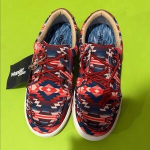 Wrangler Vibrant Red and Blue Moccasins